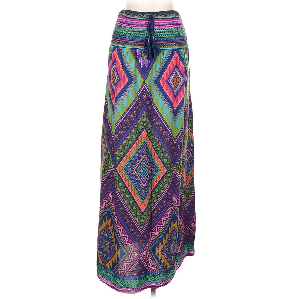 Flying Tomato Colorful Convertible Smocked Strapless Dress Maxi Skirt Large